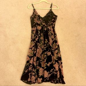 Below knee velvety floral dress from Anthropologie